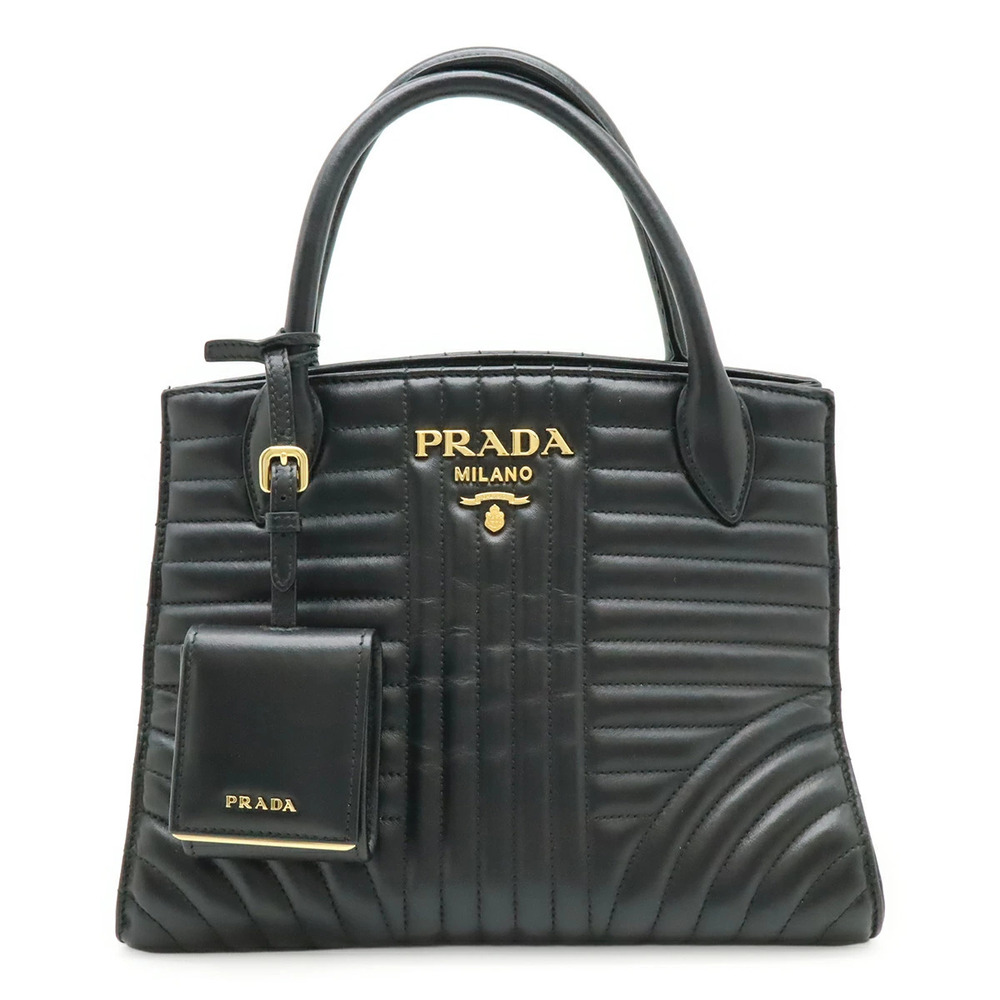Prada Diagram Handbag Leather Black Nero Black Shoulder Strap